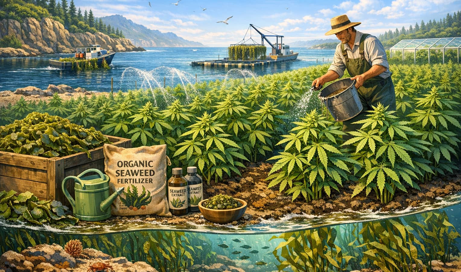 Вирощування конопель: вирощування рослин роду каннабіс із застосуванням морських водоростей